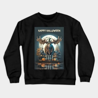 Moose Witch Haunted Halloween Card Crewneck Sweatshirt